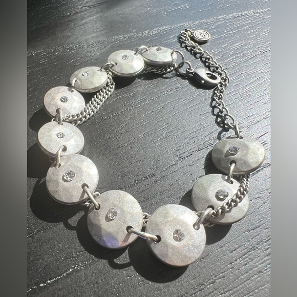 Vera Wang Vintage Silver Tone Disc with Crystals- One Size - Picture 2 of 5